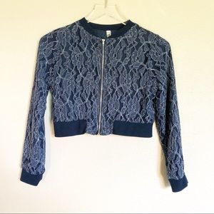 Beautees | Metallic Lace Bolero Jacket Blue S